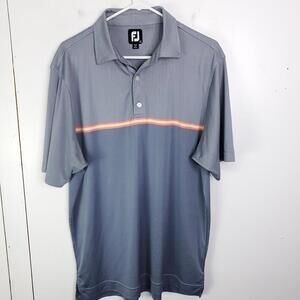 Footjoy Polo Mens L Jacquard Top Colorblock Self Collar Golf Tennis Country Club